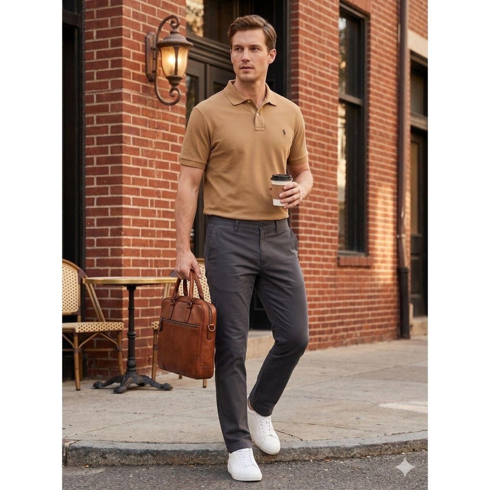 Polo Ralph Lauren Men's Pima Cotton Polo Shirt Camel Brown XL